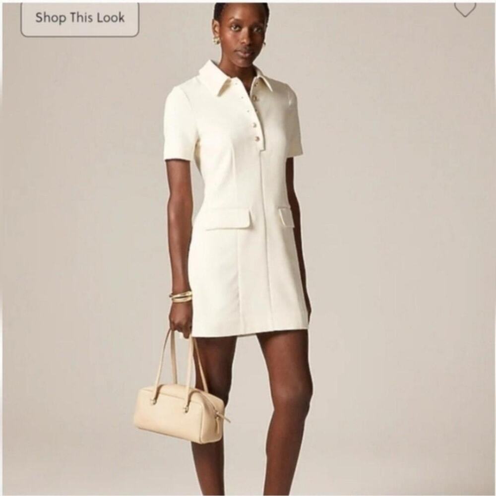 NWT J Crew Parc Dress in Four-Season Stretch Cream 8 Tall
